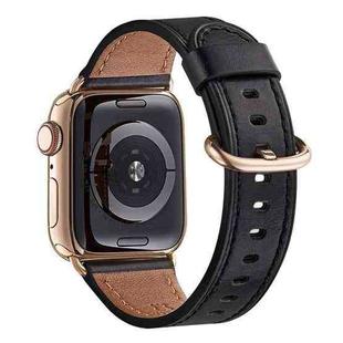 Classic Buckle Leather Watch Band For Apple Watch Ultra 49mm / Series 8&7 45mm / SE 2&6&SE&5&4 44mm / 3&2&1 42mm(Black)
