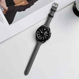 20mm Sewing Plain Weave Small Waist Leather Watch Band(Grey)