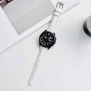 20mm Sewing Plain Weave Small Waist Leather Watch Band(White)