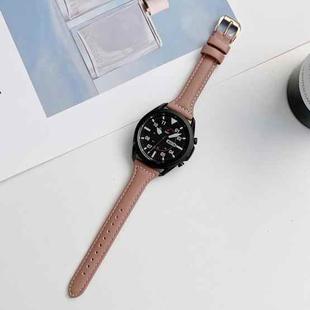 20mm Sewing Plain Weave Small Waist Leather Watch Band(Dark Pink)