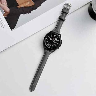22mm Sewing Plain Weave Small Waist Leather Watch Band(Grey)