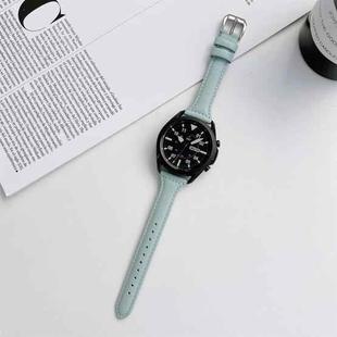 22mm Sewing Plain Weave Small Waist Leather Watch Band(Sky Blue)