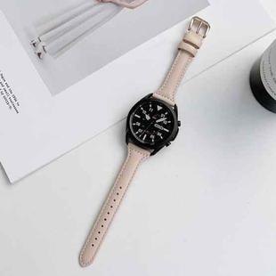 22mm Sewing Plain Weave Small Waist Leather Watch Band(Light Pink)