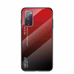 For Samsung Galaxy S20 FE Gradient Color Painted TPU Edge Glass Case(Gradient Red)