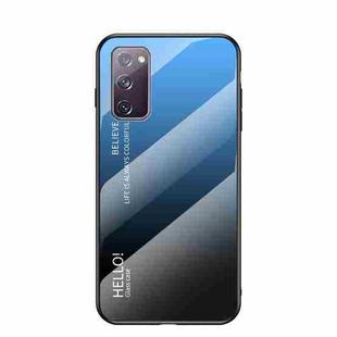For Samsung Galaxy S20 FE Gradient Color Painted TPU Edge Glass Case(Gradient Blue Black)