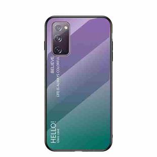 For Samsung Galaxy S20 FE Gradient Color Painted TPU Edge Glass Case(Gradient Purple)