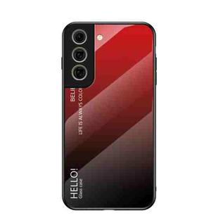 For Samsung Galaxy S21 FE 5G Gradient Color Painted TPU Edge Glass Case(Gradient Red)