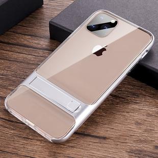 For iPhone 11 Crystal Shockproof TPU + PC Case with Holder(Space Silver)