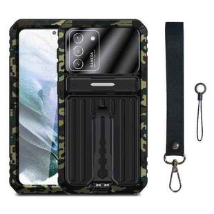 For Samsung Galaxy S21+ 5G Armor Shockproof Splash-proof Dust-proof Phone Case with Holder(Camouflage)