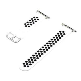 Silicone Strap Watch Band For Apple Watch Series 8&7 41mm / SE 2&6&SE&5&4 40mm / 3&2&1 38mm(White Black)