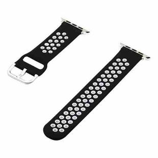 Silicone Strap Watch Band For Apple Watch Series 8&7 41mm / SE 2&6&SE&5&4 40mm / 3&2&1 38mm(Black White)