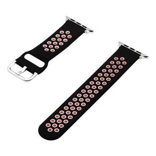 Silicone Strap Watch Band For Apple Watch Series 8&7 41mm / SE 2&6&SE&5&4 40mm / 3&2&1 38mm(Black Pink)