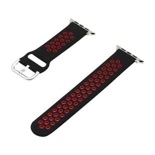 Silicone Strap Watch Band For Apple Watch Series 8&7 41mm / SE 2&6&SE&5&4 40mm / 3&2&1 38mm(Black Red)