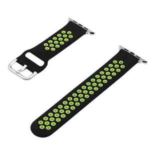 Silicone Strap Watch Band For Apple Watch Series 8&7 41mm / SE 2&6&SE&5&4 40mm / 3&2&1 38mm(Black Yellow)