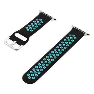 Silicone Strap Watch Band For Apple Watch Series 8&7 41mm / SE 2&6&SE&5&4 40mm / 3&2&1 38mm(Black Blue)