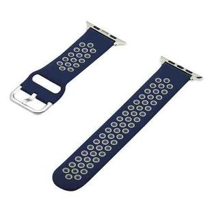 Silicone Strap Watch Band For Apple Watch Series 8&7 41mm / SE 2&6&SE&5&4 40mm / 3&2&1 38mm(Dark Blue + Grey)