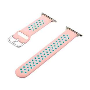 Silicone Strap Watch Band For Apple Watch Ultra 49mm / Series 8&7 45mm / SE 2&6&SE&5&4 44mm / 3&2&1 42mm(Pink Green)