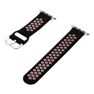 Silicone Strap Watch Band For Apple Watch Ultra 49mm / Series 8&7 45mm / SE 2&6&SE&5&4 44mm / 3&2&1 42mm(Black Pink)