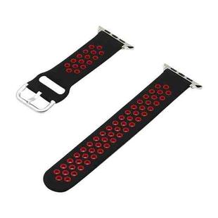 Silicone Strap Watch Band For Apple Watch Ultra 49mm / Series 8&7 45mm / SE 2&6&SE&5&4 44mm / 3&2&1 42mm(Black Red)