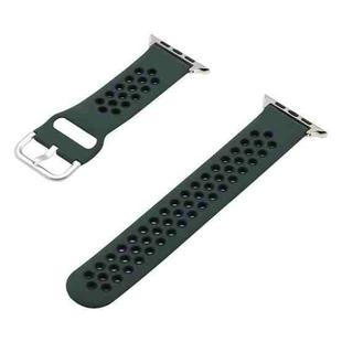 Silicone Strap Watch Band For Apple Watch Ultra 49mm / Series 8&7 45mm / SE 2&6&SE&5&4 44mm / 3&2&1 42mm(Dark Green + Black)