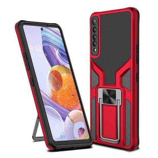 For LG Stylo 7 Armor 2 in 1 PC + TPU Magnetic Shockproof Case with Foldable Holder(Red)