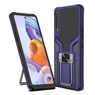 For LG Stylo 7 Armor 2 in 1 PC + TPU Magnetic Shockproof Case with Foldable Holder(Blue)