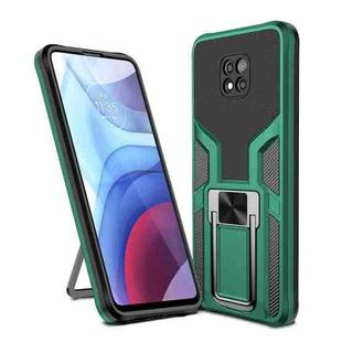 For Motorola Moto G Power 2021 Armor 2 in 1 PC + TPU Magnetic Shockproof Case with Foldable Holder(Green)