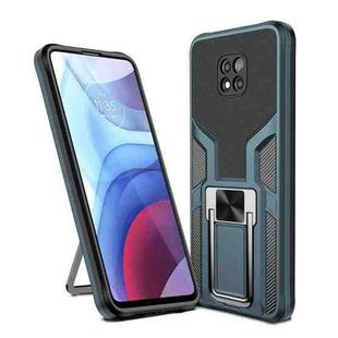 For Motorola Moto G Power 2021 Armor 2 in 1 PC + TPU Magnetic Shockproof Case with Foldable Holder(Cyan)