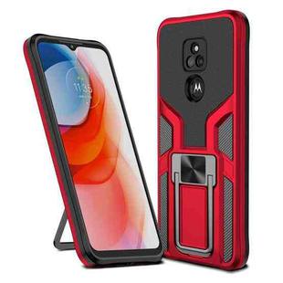 For Motorola Moto G Play 2021 Armor 2 in 1 PC + TPU Magnetic Shockproof Case with Foldable Holder(Red)