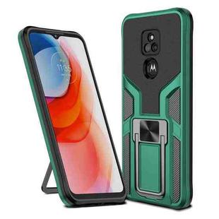 For Motorola Moto G Play 2021 Armor 2 in 1 PC + TPU Magnetic Shockproof Case with Foldable Holder(Green)