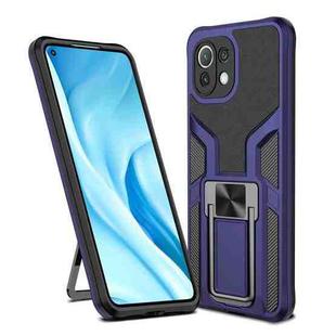 For Xiaomi Mi 11 Lite Armor 2 in 1 PC + TPU Magnetic Shockproof Case with Foldable Holder(Blue)