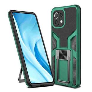 For Xiaomi Mi 11 Lite Armor 2 in 1 PC + TPU Magnetic Shockproof Case with Foldable Holder(Green)