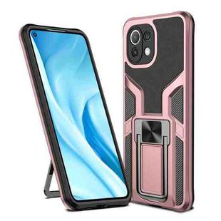 For Xiaomi Mi 11 Lite Armor 2 in 1 PC + TPU Magnetic Shockproof Case with Foldable Holder(Rose Gold)