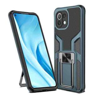 For Xiaomi Mi 11 Lite Armor 2 in 1 PC + TPU Magnetic Shockproof Case with Foldable Holder(Cyan)