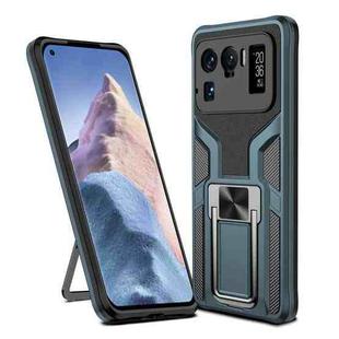 For Xiaomi Mi 11 Ultra Armor 2 in 1 PC + TPU Magnetic Shockproof Case with Foldable Holder(Cyan)