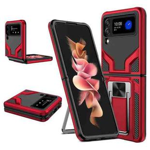 For Samsung Galaxy Z Flip3 5G Armor 2 in 1 PC + TPU Magnetic Shockproof Case with Foldable Holder(Red)