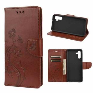 For Samsung Galaxy A13 5G Butterfly Flower Pattern Horizontal Flip Leather Phone Case with Card Slot & Holder(Brown)