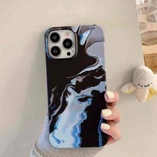 For iPhone 12 Pro Max Marble Shockproof PC Phone Case(Black Blue)