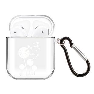 For AirPods 1 / 2 High Transparent TPU Colorful Painting Earphone Protective Case with Hook(Dandelion)