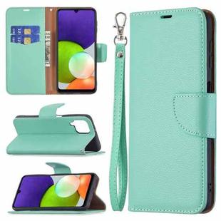 For Samsung Galaxy A22 4G Litchi Texture Pure Color Horizontal Flip Leather Phone Case with Holder & Card Slots & Wallet & Lanyard(Green)