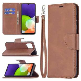 For Samsung Galaxy A22 4G Retro Lambskin Texture Pure Color Horizontal Flip Leather Phone Case with Holder & Card Slots & Wallet & Lanyard(Brown)