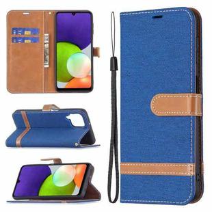 For Samsung Galaxy A22 4G Color Matching Denim Texture Horizontal Flip Leather Phone Case with Holder & Card Slots & Wallet & Lanyard(Royal Blue)