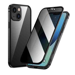 For iPhone 13 mini Anti-peeping Magnetic Metal Frame Double-sided Tempered Glass Phone Case (Black)