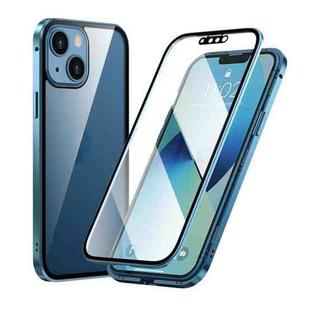 For iPhone 13 mini HD Magnetic Metal Frame Double-sided Tempered Glass Phone Case (Sierra Blue)