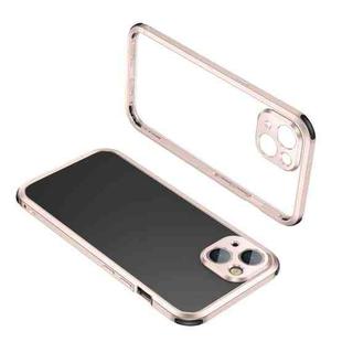 For iPhone 13 mini Four Corners Shockproof Metal Frame Phone Case (Pink)