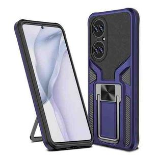 For Huawei P50 Armor 2 in 1 Magnetic Shockproof Phone Case with Foldable Holder(Blue)