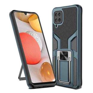 For Samsung Galaxy A12 Armor 2 in 1 Magnetic Shockproof Phone Case with Foldable Holder(Cyan)