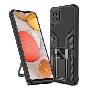 For Samsung Galaxy A12 Armor 2 in 1 Magnetic Shockproof Phone Case with Foldable Holder(Black)
