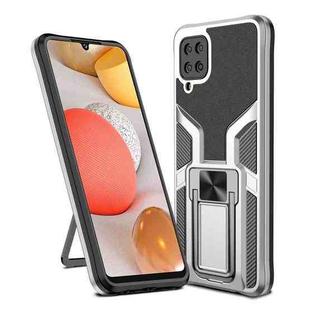 For Samsung Galaxy A12 Armor 2 in 1 Magnetic Shockproof Phone Case with Foldable Holder(Silver)