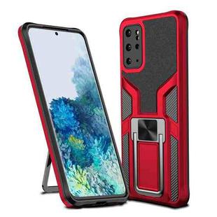 For Samsung Galaxy S20+ Armor 2 in 1 Magnetic Shockproof Phone Case with Foldable Holder(Red)